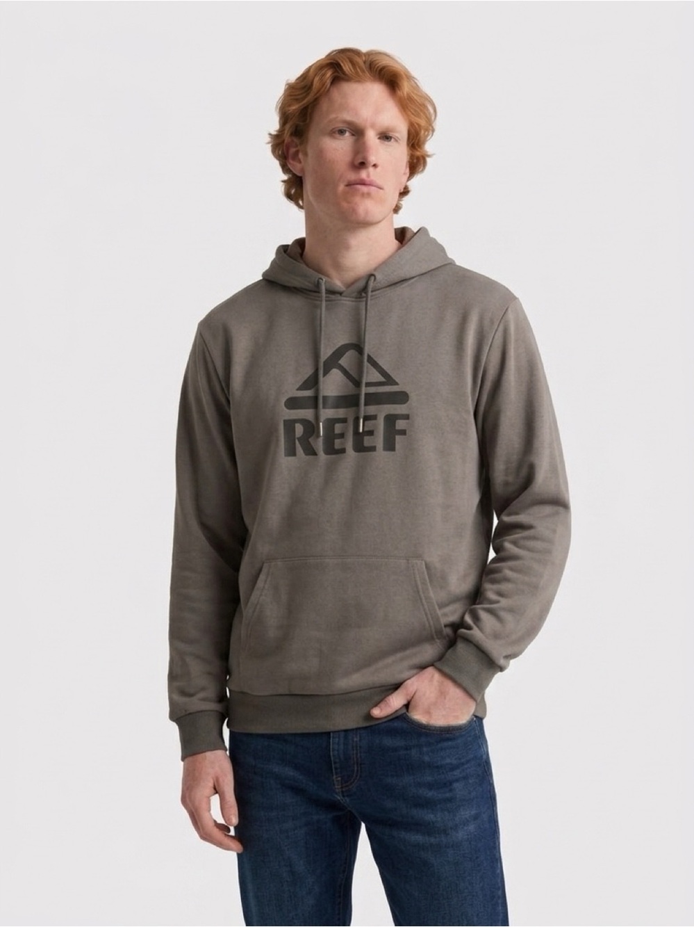 Reef Mens Pullover Hoodie Grey Polyester  XL